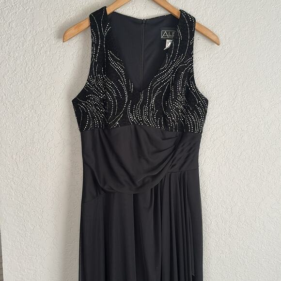 Alex Evenings Black Sleeveless Maxi Formal Dress Glitter Gala Event Holiday - Picture 1 of 6